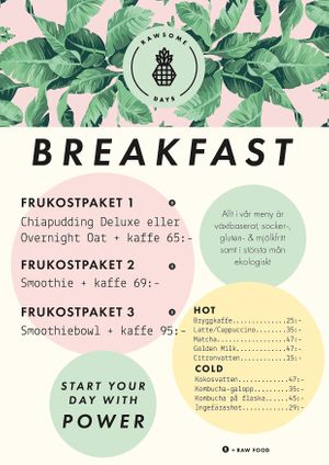 Menu Breakfast at Rawsome Days in Skoevde