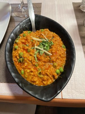 Soya mince keema   at Saffron Mantra Indian in Carvoeiro