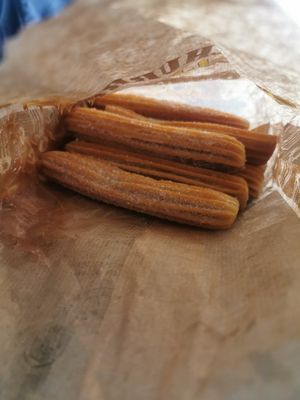 Churros veganos filled with dulce de almendras at Churros El Topo in Buenos Aires