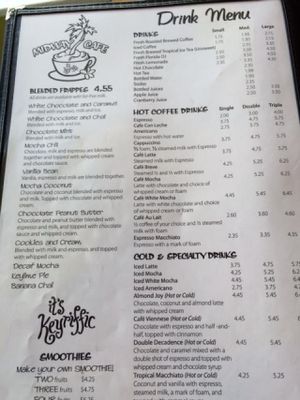 Menu at Midway Cafe and Coffee Bar in Islamorada
