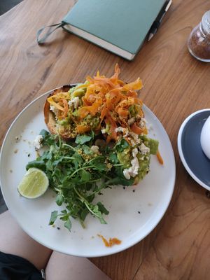 Vegan Option of smashed avo stack at Nourish in Ungasan