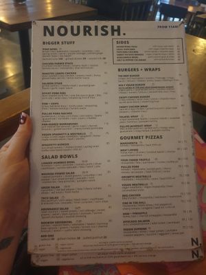 Menu at Nourish in Ungasan