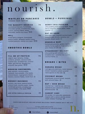 Menú  at Nourish in Ungasan