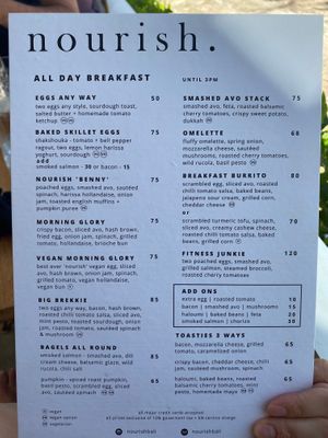 Menú  at Nourish in Ungasan