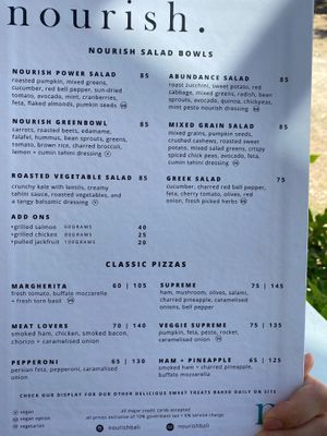 Menú  at Nourish in Ungasan