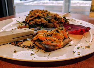 soul food pizza; had to start it before the picture  at La Belle Verte in Gatineau