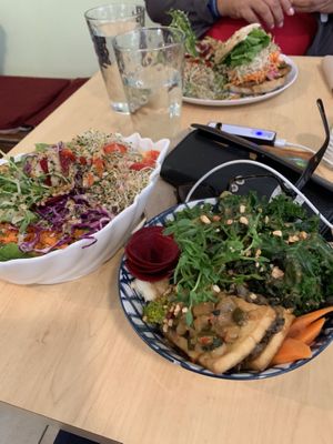 Salad and Steam bowl. Mushroom burger.  at La Belle Verte in Gatineau