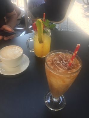 homemade lemonade and iced coconut latte  at Faleyda in Frankfurt