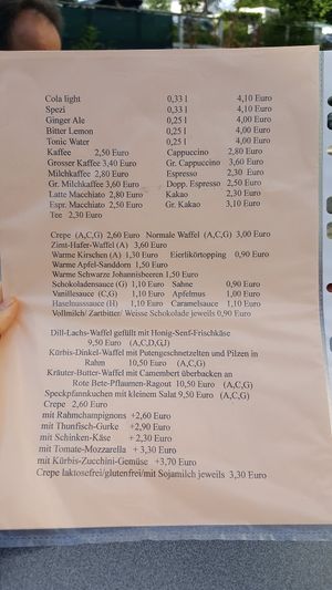 Karte at Waffelschmiede in Putbus