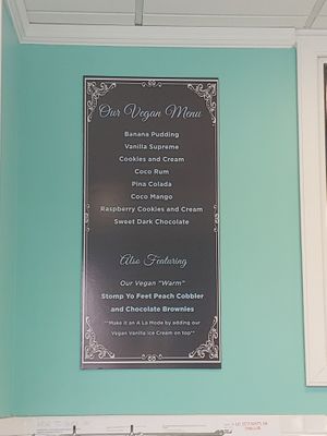 Vegan Menu at Shawn Michelle's Homemade Ice Cream in Chicago