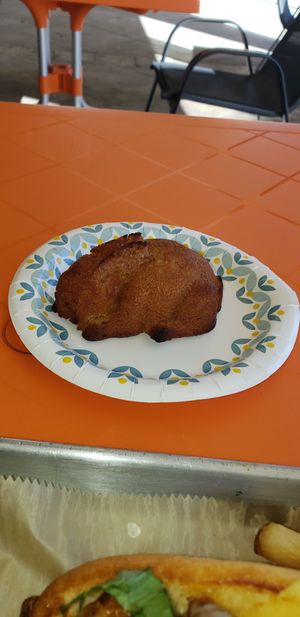 Peach Cobbler in a "bunny" pound cake! at The Rabbit Hole in Pompano Beach