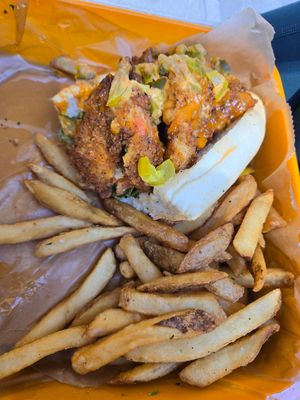 "The Rich Man" shrimp po'boy (half-eaten, sorry!) at The Rabbit Hole in Pompano Beach