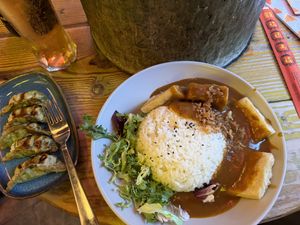 Tofu katsu curry with veg gyoza   at Temaki in Glasgow