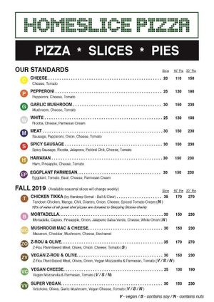 Menu  at Homeslice Pizza - Julu Rd in Shanghai