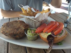 vegan 3 bean burger at The Cafe at Books and Books in Miami Beach