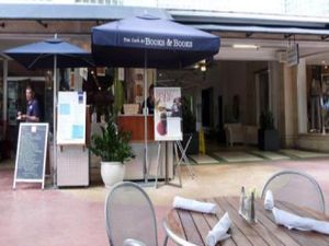Outside signage at The Cafe at Books and Books in Miami Beach