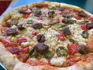 Spicy Vegan Sausage Pizza   at Homeslice Pizza - Wending Rd in Shanghai