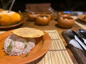 Rice and curry  at Jaywa Lanka Restaurant in Tangalle