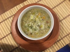 Vegetable soup with rice  at Jaywa Lanka Restaurant in Tangalle