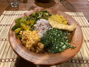 Rice and curry made by our guests after the cooking class !😄 at Jaywa Lanka Restaurant in Tangalle