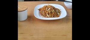 Fried noodles (vegan) at Qibao Temple in Shanghai