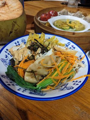 Scallion noodles (I mixed it before I remembered a photo) at Sista the Dumpling Shack in Kuta
