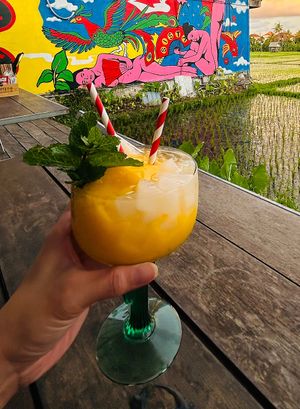 Mango sensation cocktail which was really yummy!!  at Sista the Dumpling Shack in Kuta