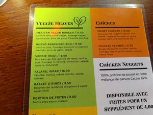 Menu at Cactus Jack in Nyon