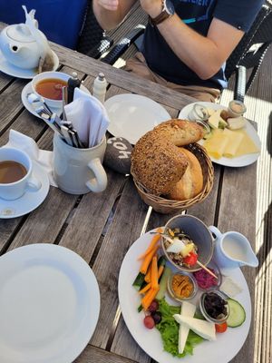Vegan Breakfast in Front, Cheese-Breakfast in the back at La Petite Galerie in Paderborn