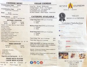 Menu 03/31/2021 at Sunny Express Mexican Chinese in Compton