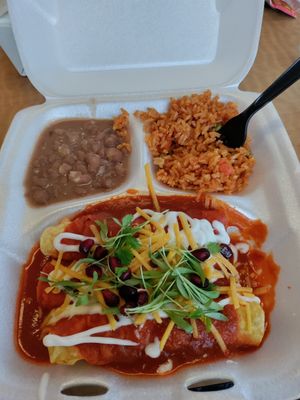 Vegan Jackfruit Enchiladas at Sunny Express Mexican Chinese in Compton