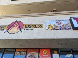 The sign says #1 plant base restaurant in Compton but they serve meat. at Sunny Express Mexican Chinese in Compton