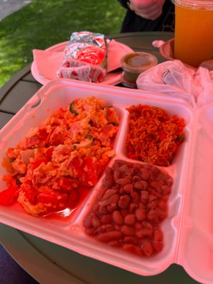 Mexican breakfast of just egg, rice, and beans  at Sunny Express Mexican Chinese in Compton