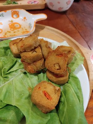 Bolas de pollo at Mina Hostel in Thakhek