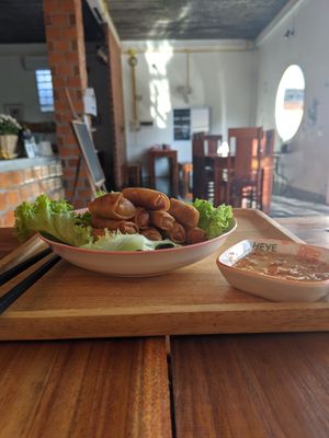 Springrolls at Mina Hostel in Thakhek