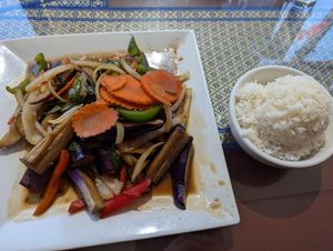 Eggplant stir fry. Delicious! at Siam Terrace in Urbana