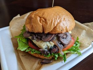 Mushroom Swiss. at Bone-a-fide Vegan in Austin