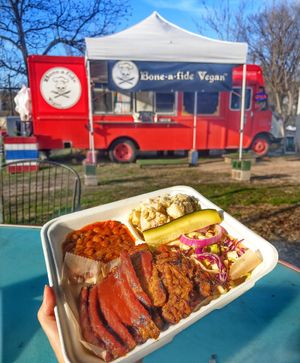 BBQ Tempeh Brisket and Pulled BBQ Jackfruit at Bone-a-fide Vegan in Austin