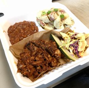 Bourbon BBQ Jackfruit Platter! at Bone-a-fide Vegan in Austin