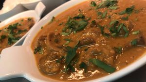 Mushroom korma vegan (social media) at Mango Vegetarian in Wetherby