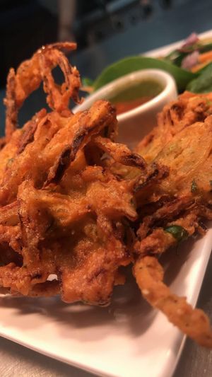 Onion bhajas (social media) at Mango Vegetarian in Wetherby