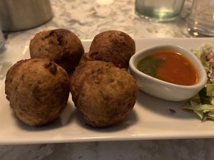 Fenugreek pakora   at Mango Vegetarian in Wetherby