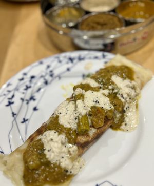 Masala dosa with sambhar and coconut chutney   at Mango Vegetarian in Wetherby