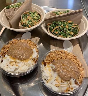 Pita Pockets and Almond Butter Acai with Coconut Flakes at Energize in Boston