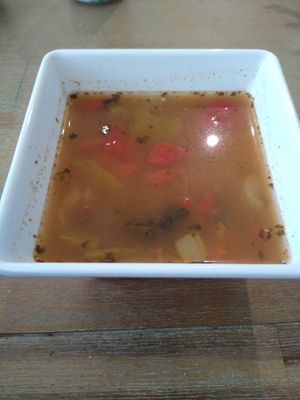 Veggie soup at Sunflour Community Bakery in Rome