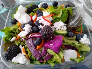 Rainbow salad with violife vegan cheese at Sunflour Community Bakery in Rome