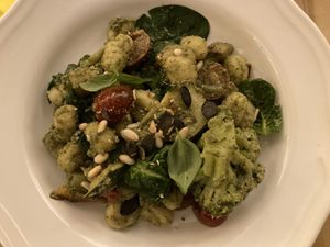 Vegan gnocchi with pesto  at Alecrim in Carrapateira