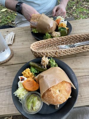 Sandwich + plate of salads/veggies  at Giving Tree Home in Ishigaki