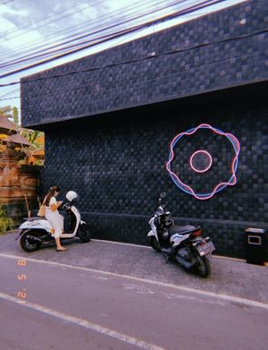 Outside at Dreamwave Donuts in Canggu
