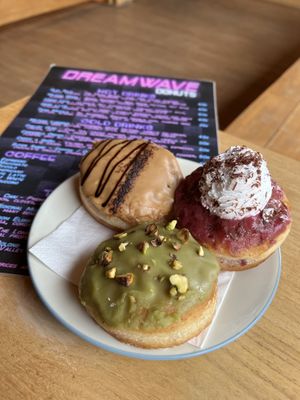 Pistachio, tiramisu, blueberry  at Dreamwave Donuts in Canggu